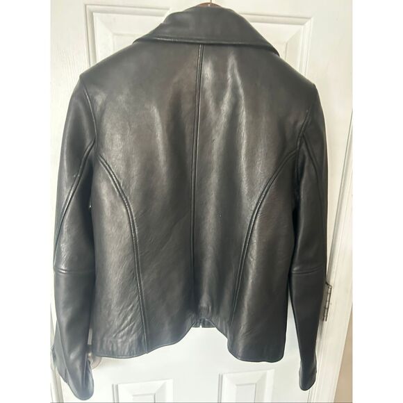 Montana & Rossi black leather jacket with a black faux fur lining real soft sz M - Picture 11 of 11